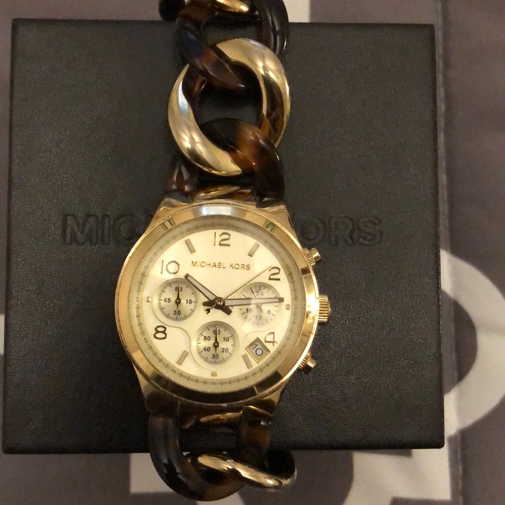 *24 Hour Sale**--Tortoise and Gold MK watch